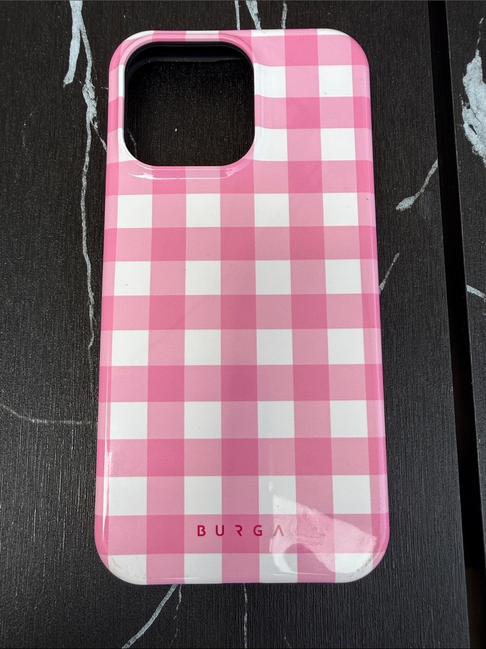 14/15 Pro Max BURGA Pink Gingham Protective Phone Case